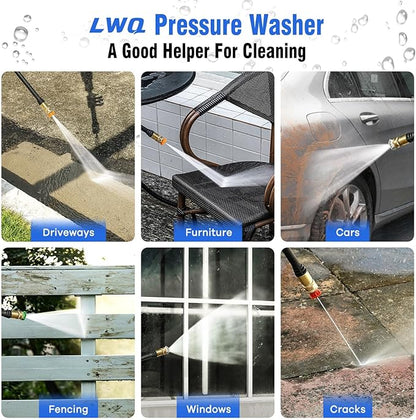 Pressure Washer, Power Washer with 4 Quick Connect Nozzles 1 Foam Cannon, High Pressure Cleaning Machine for Cars/Fences/Driveways/Patios/Farms/Home Cleaning(Light Blue)