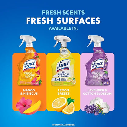 Lysol All Purpose Cleaner Spray, Multi-Purpose Disinfecting Spray, Kitchen & Bathroom Cleaner, Lemon Breeze Scent, 32 Fl Oz