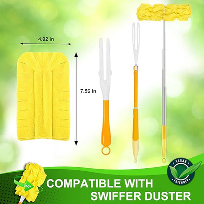 Reusable Duster Refill for Swiffer Duster - Washable Heavy Duty Dusters Refills 360 for Swiffer Duster Handle & Super Extender Handle, 6 Pack (Handle is Not Included)