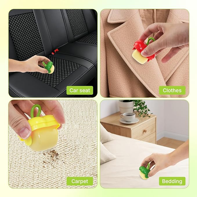 2PCS Portable Mini Lint Rollers, Reusable Washable Lint Rollers for Clothes Car Seats with Protective Cap, Travel Portable Lint Roller - Fits in Wallet, Pet Hair Remover(Green)