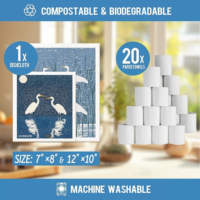 Swedish Kitchen Towel Set Reusable Kitchen Towel Set Absorbent Cellulose Sponge Cloth Biodegradable Ideal for Household Kitchen Cleaning 8-Piece Set
