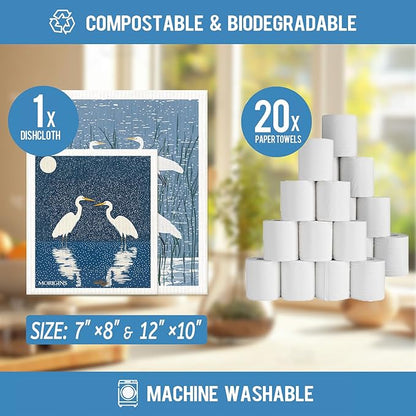 Swedish Kitchen Towel Set Reusable Kitchen Towel Set Absorbent Cellulose Sponge Cloth Biodegradable Ideal for Household Kitchen Cleaning 8-Piece Set