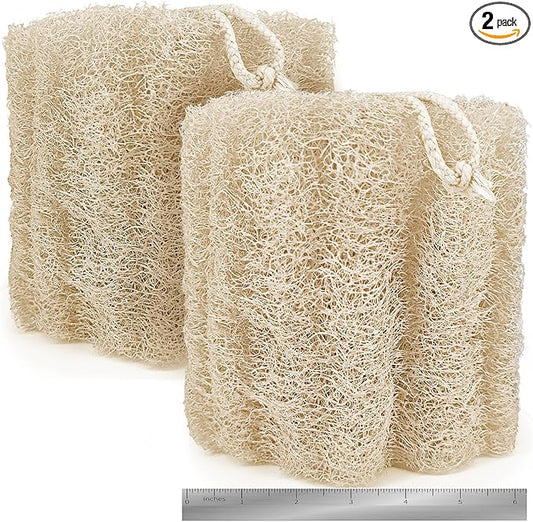 2 Pack HungkaTurn Natural Egyptian Loofah Body Scrubber, 100% Organic Luffa Exfoliating Sponge for Men&Women, Gentle Skin Cleansing Shower Scrubber for Radiant Smooth Skin, Large Spa-Grade Body Loofa.