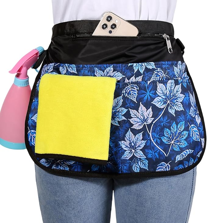 Bafelia Small Size Cleaning Caddy Apron for Women with 5 Pockets, Professional Waterproof Cleaning Supplies for Housekeepers