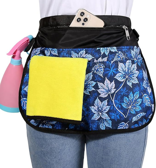 Bafelia Small Size Cleaning Caddy Apron for Women with 5 Pockets, Professional Waterproof Cleaning Supplies for Housekeepers