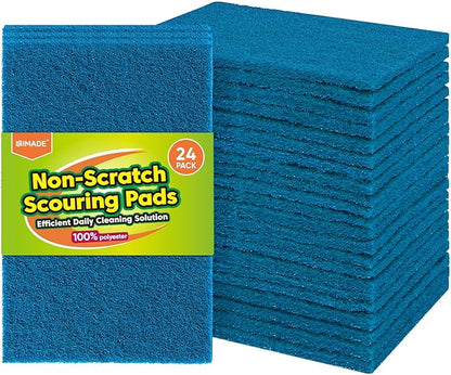 UNIMADE Non-Scratch Scouring Pads, 24Pcs Household Scour Pads for Kitchen, Garage and Outdoors, Reusable Dish Scrubber Pads for Pan and Metal Grill - Blue
