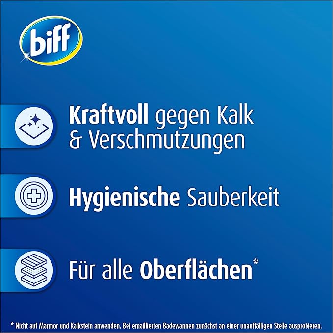 Biff Bad Total Hygienic Fresh Bathroom Cleaner (750 ml), Bathroom Cleaner Against Limescale & Dirt, Spray Bottle, Limescale Remover for All Surfaces and Hygienic Cleanliness Throughout the Bathroom
