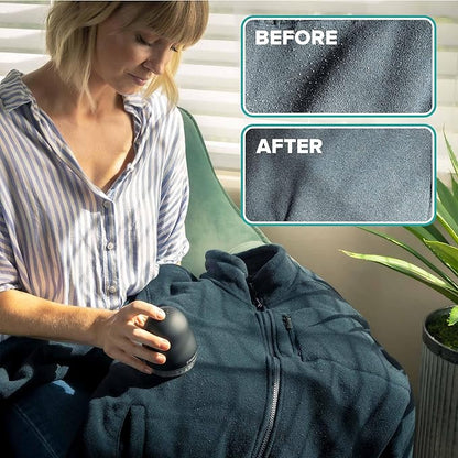 Steam & Go - Fabric Defuzzer, Rechargeable Fabric Shaver and Lint Remover, Portable Sweater Shavers to Remove Pilling, Fuzz, and Fluff, Lint Remover for Clothes and Beddings, Easy to Use Black