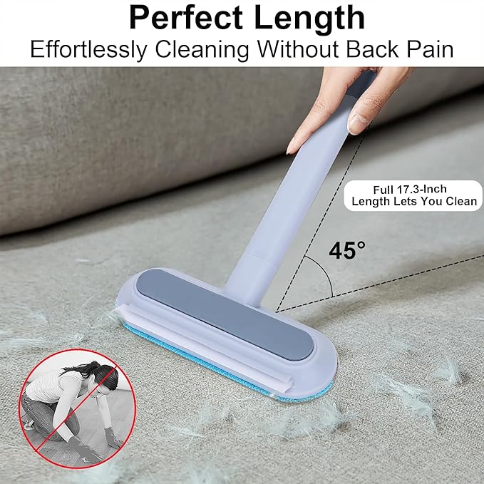 Pet Hair Remover – 4-in-1 Reusable Dog & Cat Hair Removal Tool, Standard Handle (17.7"), 2-Pack (Value Set), No-Bend Lint Brush for Furniture, Couch, Carpet, Car Seats & Window Screens
