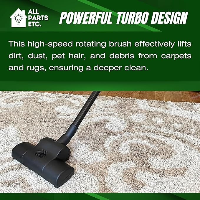 Vacuum Carpet Brush Nozzle Attachment, 1.25” Turbo Floor Brush Accessories, Head for Shop Vac, Bissell, Shark, Oreck, Hoover, Eureka & Central Vacuum (Style May Vary)