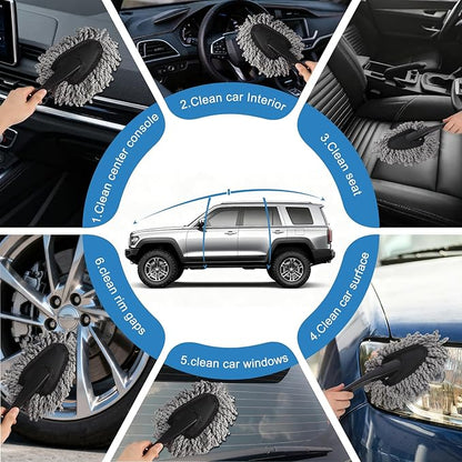 Car Detailing Brush Kit with Detail Brushes,Car Interior Detailing Brushe,Car Dust Brush,Cleaning Gel,Car Interior Cleaning Tool for Truck SUV Car Accessories
