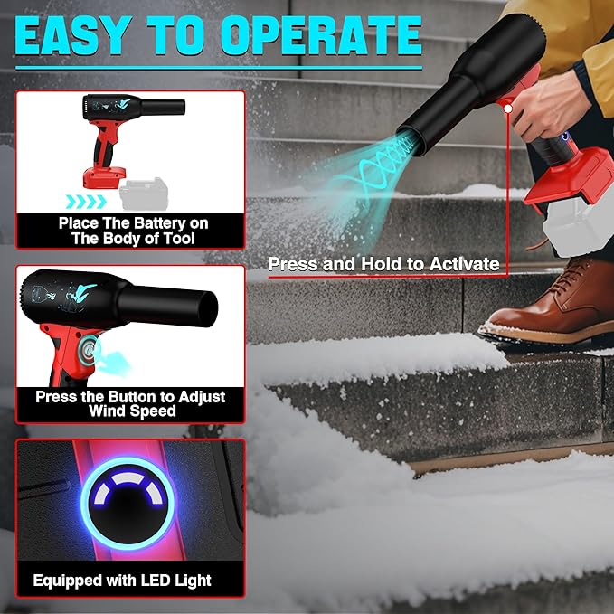 500W Cordless Air Duster for Milwaukee 18V M18 Battery, 400G High Power Wind Speed Compressed Air Blower, Rechargeable Electric Jet Dry for Keyboard PC Electronics Cleaning Replace Canned Air