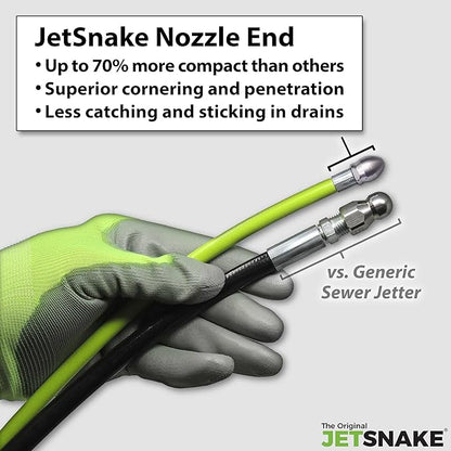 100 FT SEWER JETTER - Flexible Steel Braid - Complete and Ready to Use - For Your 2.0 to 2.8 GPM Gas Pressure Washer
