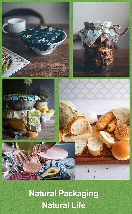 Zelten Beeswax Reusable Food Wraps - (3 Packs, 3 Sizes S,M,L) Plastic and Silicone Free, Eco-friendly Wrap, Wax Paper for Food,Tangerine