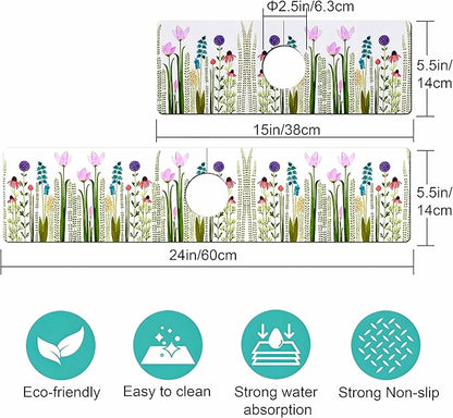 Kitchen Sink Splash Guard Faucet Mat -1 PC Super Absorbent Fast Drying Mat Sink Gadgets-Splash Guard Behind Faucet Drip Catcher for Kitchen, Bathroom,Sink Mat, Dish Drying Mat, Bathroom(23.5" X 5.5" )