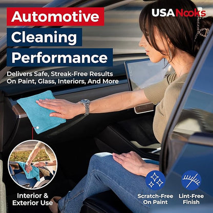 USANOOKS Microfiber Cleaning Cloth - Turq - 50Pcs (12.5x12.5 inch) High Performance - 1200 Washes, Ultra Absorbent Car Towel Traps Grime & Liquid for Streak-Free Mirror Shine - car Washing Cloth