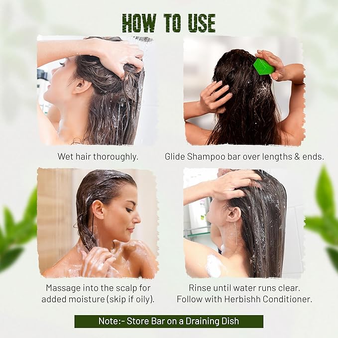 Herbishh Shampoo Bar for Hair Growth – Strengthening & Nourishing, Solid Soap for Thinning Hair, Paraben-Free & Sulfate-Free, 3.53 oz (Tea Tree & Mint Shampoo, Pack of 1)