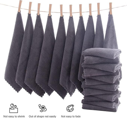 MOONQUEEN Ultra Soft Premium Washcloths Set - 12 x 12 inches - 24 Pack - Quick Drying - Highly Absorbent Coral Velvet Bathroom Wash Clothes - Use as Bath, Spa, Facial, Fingertip Towel (Grey)