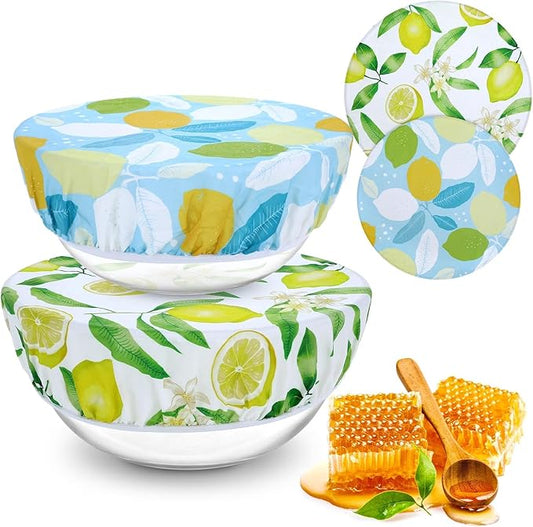2 Large Reusable Beeswax Bowl Covers for Bread Proofing, 10/12 Inch Elastic Beeswax Wraps Cotton Cloth Sourdough Bowl Covers for Proofing Baskets, Mixer Bowls, Food Storage Containers