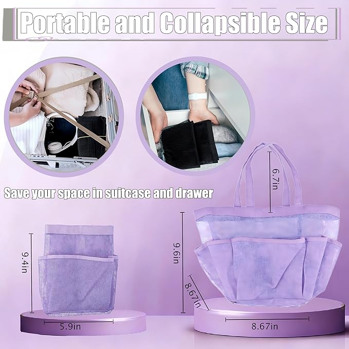 Attmu Mesh Shower Caddy Portable, Quick Dry Hanging Shower Tote Bag for College Dorm Room Essentials, Large Capacity Caddy Dorm for Bathroom Gym Swimming