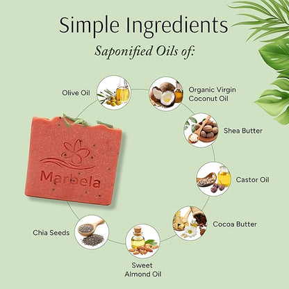 Marbela Cosmetics Handmade Soap Bar - Made in USA, Vegan Friendly, Palm Oil Free, Natural Bar Soap - Gentle Face & Body Soap for Daily Skin Care, Moisturizing - 3.5 oz (Berrylicious Soap)