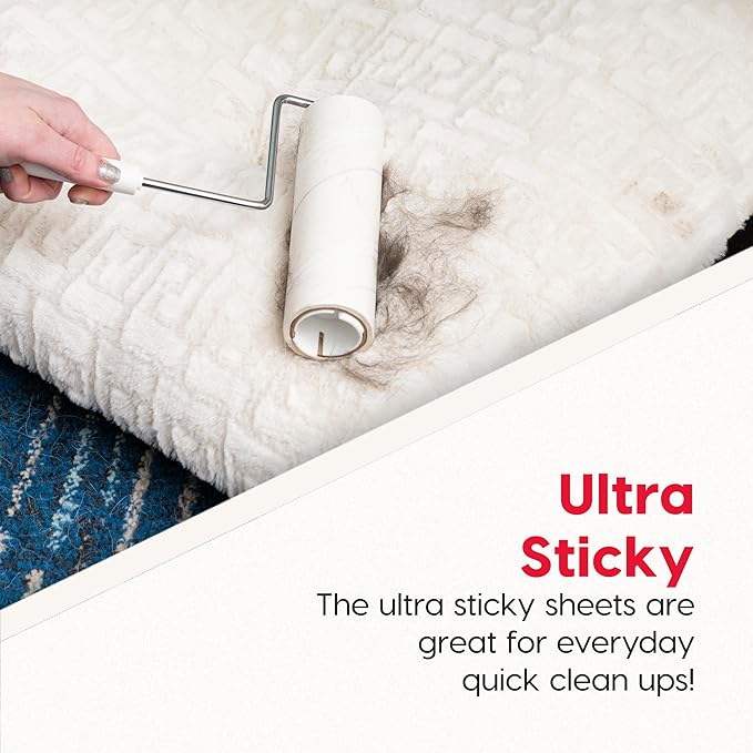 IRIS USA Extra Sticky Lint Rollers, 5 Pack of Large Refills Only - No Handle/Cover Included - 90 Sheets/Roll, 450 Sheets Total, For Dog Cat Pet Hair On Clothes, Couch, Bed, Floor, Car, Stairs, Curtain