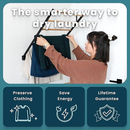 Wall Mounted Drying Rack – Foldable Laundry Drying Rack for Wall, Space Saving Clothes Drying Rack for Laundry Room, Bathroom or Small Spaces