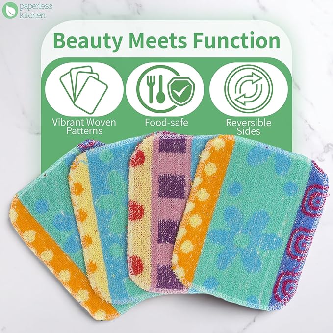 Reusable Dish Scrub Pads (8 Pack) – Non-Scratch Kitchen Scrubbers for Dishes, Pots & Pans – Sponge Alternative, Long-Lasting, Washable & Value Pack