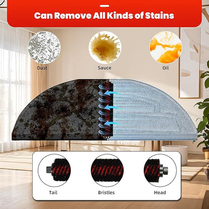 30 Pack Accessories Set for Roborock S8 Max/MaxV Ultra Robot Vacuum, 1 Pair Main Brushes, 2 Self-Cleaning Brush, 6 Side Brushes, 4 Filters, 4 Round Mop Pads, 4 Long Mop Pads, 6 Dust Bags, 2 Tools