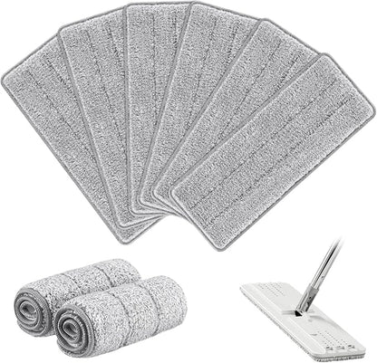 Flat Mop Head Replacement Pads Compatible with Joy-MOOP Mop and Bucket Set, Reusable Washable Squeeze Microfiber Mop Refills for Oshang Bosheng Mop - 13" X 4.9", Grey Only