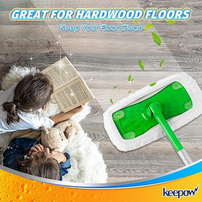 KEEPOW Reusable Dry Sweeping/Wet Mopping Cloths Compatible with Swiffer Sweeper, Washable Microfiber Mop Pads Refills for Hard-Surface/Hardwood Floor Cleaning, 6-Pack (Mop is Not Included)