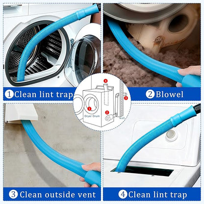 Dryer Vent Cleaner Kit With Dryer Vacuum Hose Attachment - Compatible with Most Vacuum Cleaner - Vent Lint Remover Brush, Shop Vac Accessories, Lint Trap Cleaner & Home Cleaning Tools