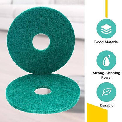 Teenyyou 2 Pcs 12" Green Scrubbing Pads Commercial Cleaning Orbiter Pads-Maintenance Non Woven for Floor Buffer Machine