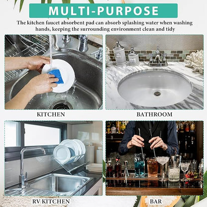 Tioncy 2 Pcs Faucet Mat Sink Splash Guard Oval-hole Oval Splash Pad for Kitchen Sink Oval Base Diatomite Faucet Mat for Bathroom Absorbent Mat Splatter Screens (White)