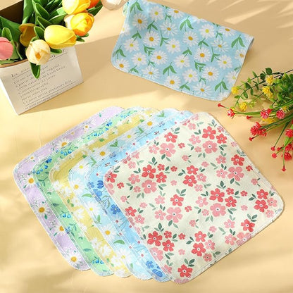 Tiamon 24 Pcs Reusable Paper Towels Roll Flower Kitchen Towels Absorbent Washable Cotton Cloth Dishtowels Paperless Wildflower Hand Dishcloths for Spring Home Kitchen Bathroom Cleaning Housewarming