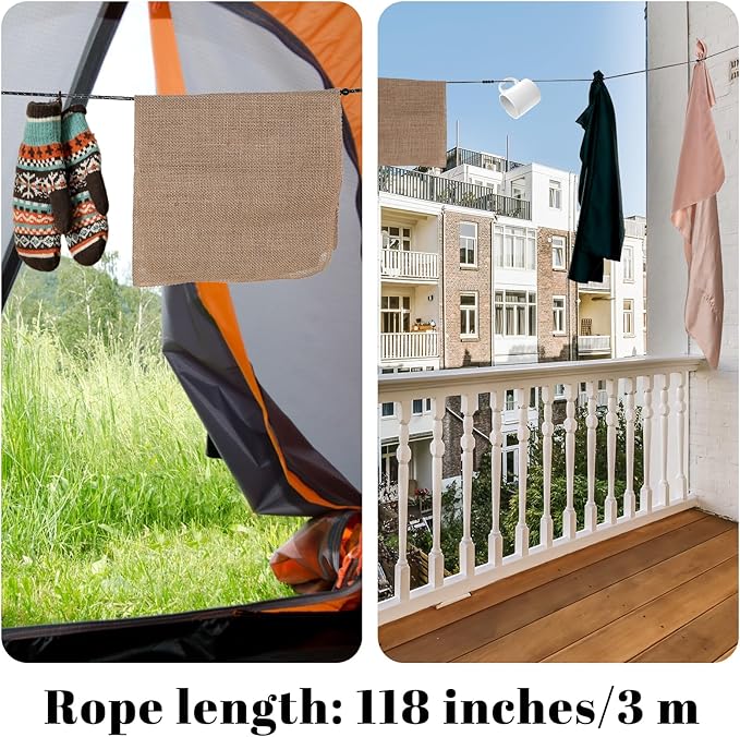 Travel Clothesline Portable Clothesline Outdoor Clotheslines Retractable Clotheslines Lightweight Camping Clothes Line with 12 Beads for Indoor Hotels Backyard Outdoor Cruise Ships RVs Tents 9.8 Feet