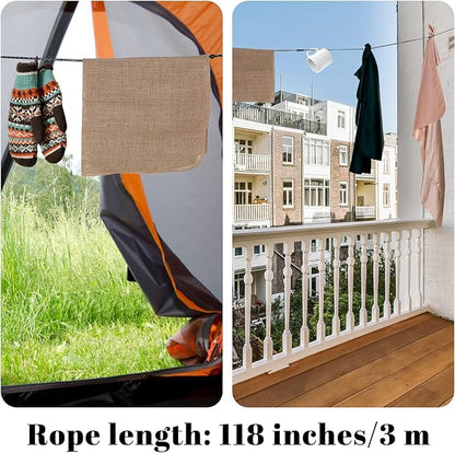 Travel Clothesline Portable Clothesline Outdoor Clotheslines Retractable Clotheslines Lightweight Camping Clothes Line with 12 Beads for Indoor Hotels Backyard Outdoor Cruise Ships RVs Tents 9.8 Feet