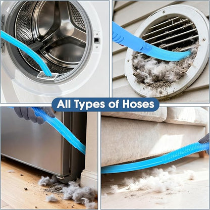 Universal Dryer Vent Cleaner Kit Compatible with Most Vacuum Cleaner Include Vacuum Hose Attachment Accessories Brush Lint Act Brush,Dryer Vent Vacuum Hose with Basic Protective Gloves