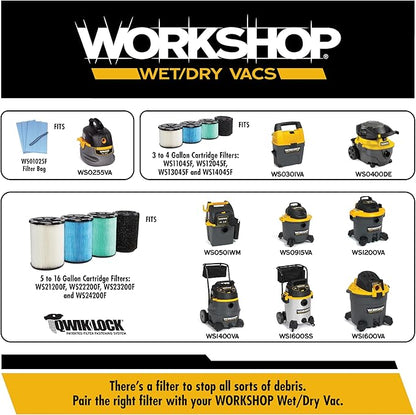 WORKSHOP Wet/Dry Vacs Shop Vacuum WS0255VA 2.5-Gallon 1.75 Peak HP Portable Wet Dry Vacuum Cleaner with Filter Bag, Hose and Attachments for Cleaning in the Home