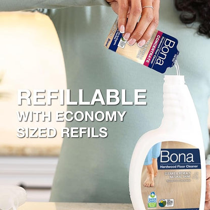 Bona® Hardwood Floor Cleaner Spray - 32 fl oz - Unscented - Includes Filled Bottle + Concentrate Refill for Hardwood Floor Cleaning