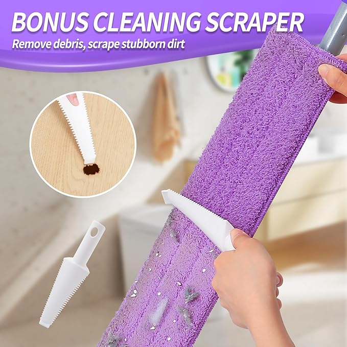 IVYROLL 24" Microfiber Mop for Floor Cleaning, Dry and Wet Floor Mop for Hardwood, Laminate, Tile, Vinyl, with 4 Washable Reusable Microfiber Pads