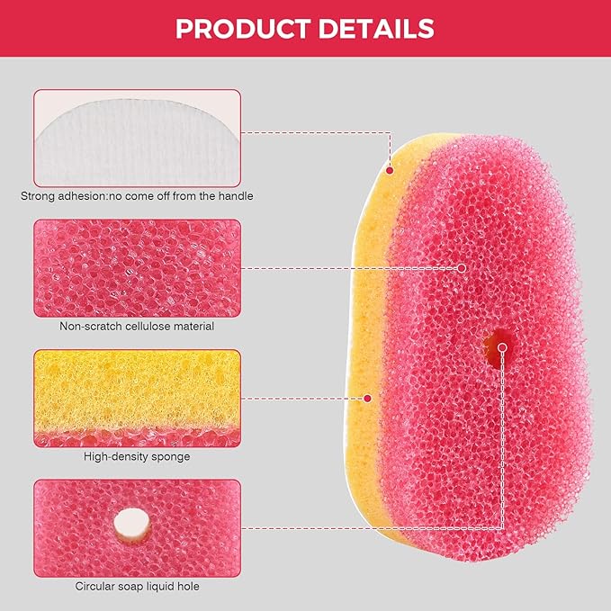 Sponge Refills for Scrub Daddy Dish Daddy - 20 Packs Dish Wand Refills, Scrub Brush Replacement Heads, Dish Brush Replacement Head for Kitchen Cleaning, Pink (Only Sponge Heads)