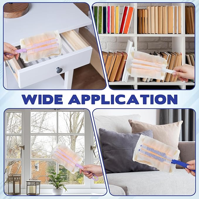 4 Pack Foldable Replacement Duster Handle Compatible with Swiffer Duster Handle, Plastic Dusting Wands for Tight Spaces 4 Color