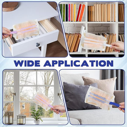 4 Pack Foldable Replacement Duster Handle Compatible with Swiffer Duster Handle, Plastic Dusting Wands for Tight Spaces 4 Color