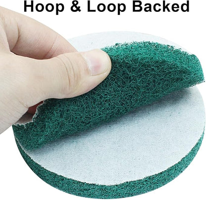 5 Inch Replacement Scrub Pads, 8 Pack Super Abrasive Green Scrubbing Pads, 180-240 Grit Drill Power Brush, Heavy Duty Cleaning Pads for Kitchen, Bathroom, Carpet, Shower, Tub, Grill, Tile