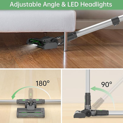 Cordless Stick Vacuum Cleaner, 45KPA Powerful Suction 50Mins Runtime, Lightweight 6-in-1 Vacuum with LED Touch Screen Anti-Tangle for Pet Hair Hard Floor Carpet Home Car