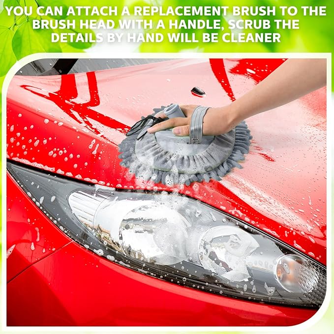 Tallew 5 Pcs Car Wash Mitt Kit, Car Clean Brush Not Included, Microfiber Mitt Clean Detail Cleaning Tools Truck Washing Chenille Scratch Free Replacement Kit for Auto RV Pickup Bus(Gray)