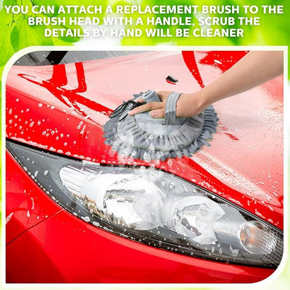 Tallew 5 Pcs Car Wash Mitt Kit, Car Clean Brush Not Included, Microfiber Mitt Clean Detail Cleaning Tools Truck Washing Chenille Scratch Free Replacement Kit for Auto RV Pickup Bus(Gray)