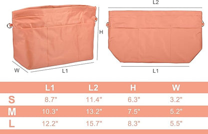 Vercord Handbag Purse Tote Pocketbook Organizer Insert Zipper Closure 11 Pockets 3 Sizes Many Colors