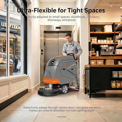N3 20" Walk-Behind Floor Scrubber - Complete Kit with 3 Brushes & 4 Rubber Lips Sets, Replaceable Consumables, 31" Squeegee, 11-Gallon Solution Tank, 190 RPM, User-Friendly